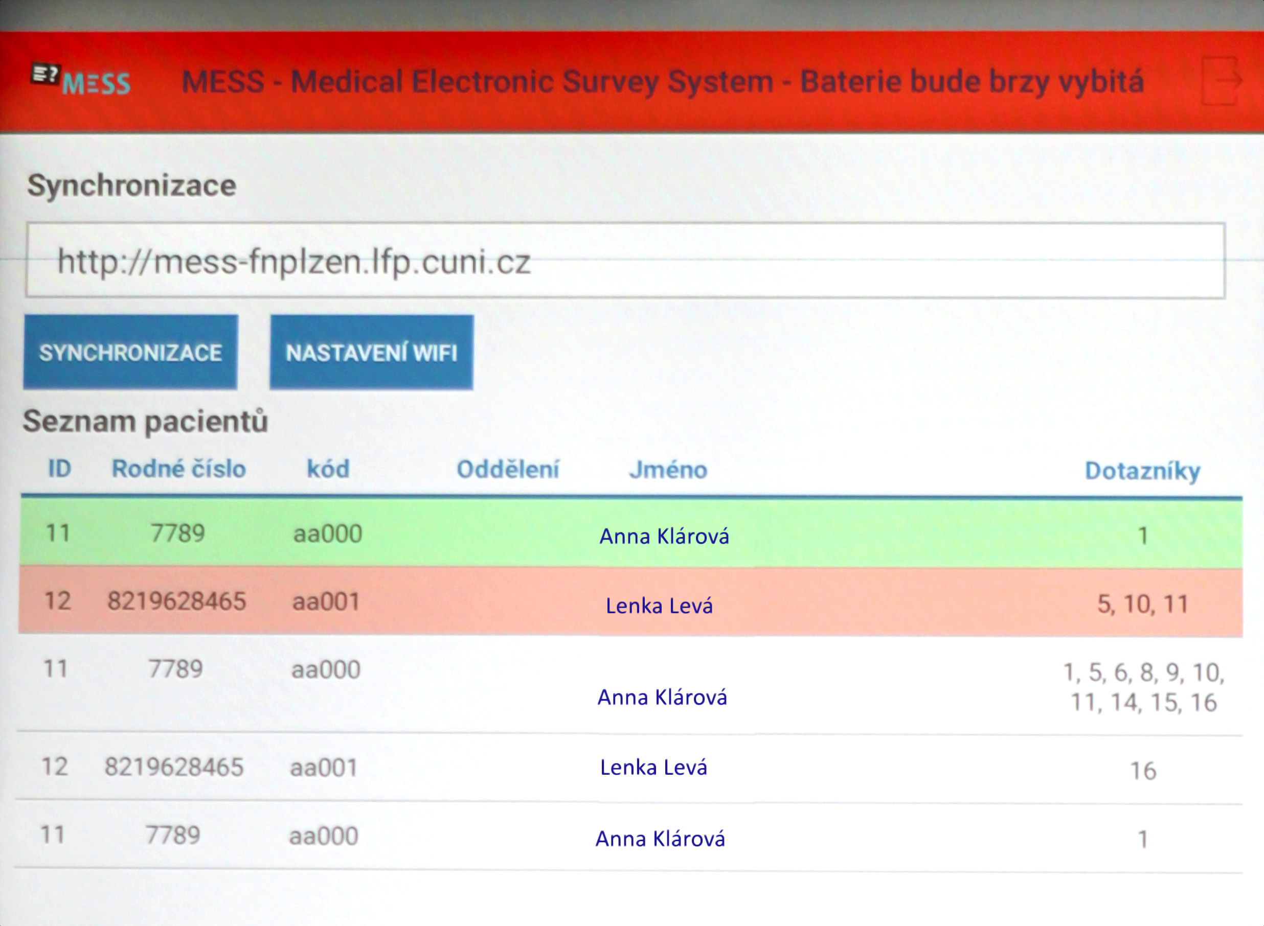 synchronizace tabletu